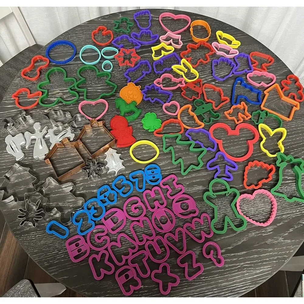 Cookie Cutter Lot of 95 Aluminum Plastic Vintage Holiday Letters Numbers